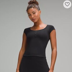 Lululemon Cap-Sleeve Henley T-Shirt in Black